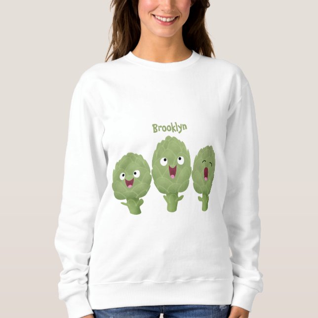 Sweatshirt Artichauts chantants mignons dessin animé végétal (Devant)