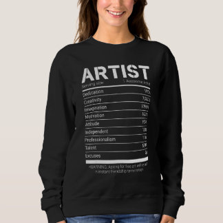 Sweatshirt Artist Nutritional Facts   Job Profession