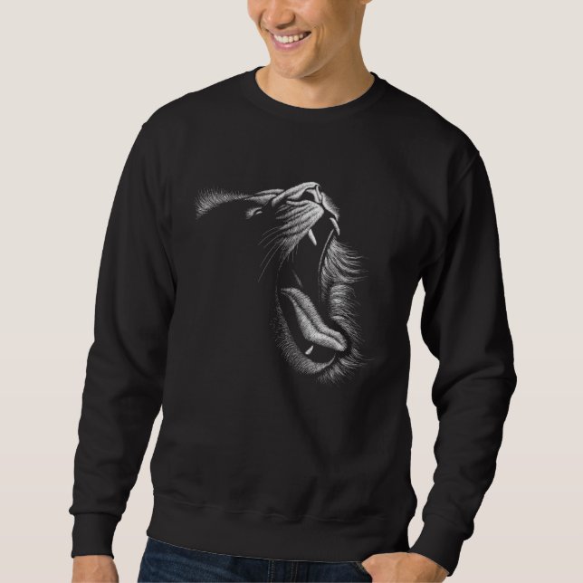 Sweatshirt Artistic roaring lion head Sweet hand drawn tie (Devant)