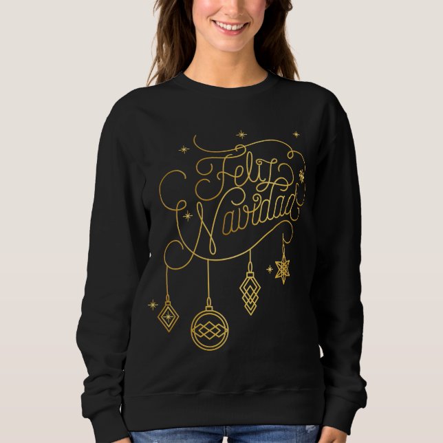Sweatshirt Artline en or de Feliz Navidad (Devant)