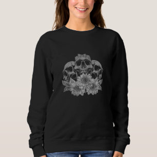 Sweatshirt Artsy fleuriste Fleur Jaune Crâne Éffrayant Sunflo