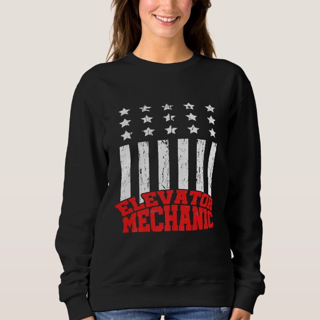 Sweatshirt Ascenseur Mécanique Maintenance Vie Us Drapeau Tec (Devant)