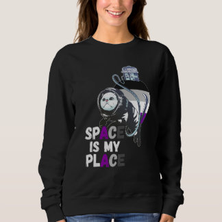Sweatshirt Asexual Astronaut Cat Retro Space Is My Place Ace