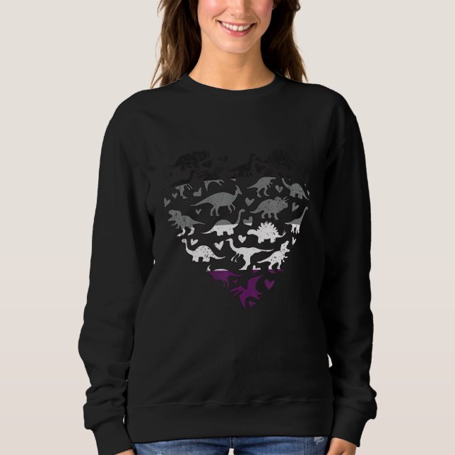 Sweatshirt Asexual Pride Heart LGBT-Q Gay Pride Flag Dinosaur (Devant)