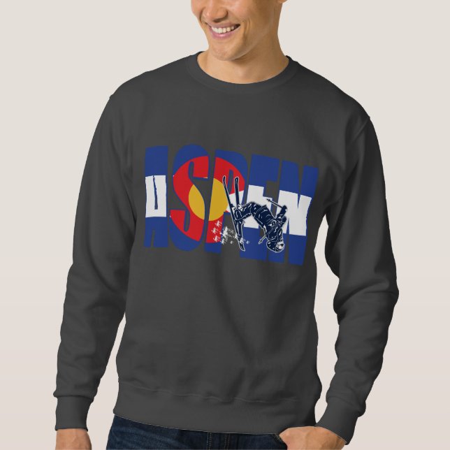 Sweatshirt Aspen Colorado avec ski de neige (Devant)