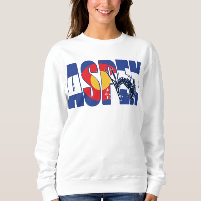 Sweatshirt Aspen Colorado avec skieur (Devant)
