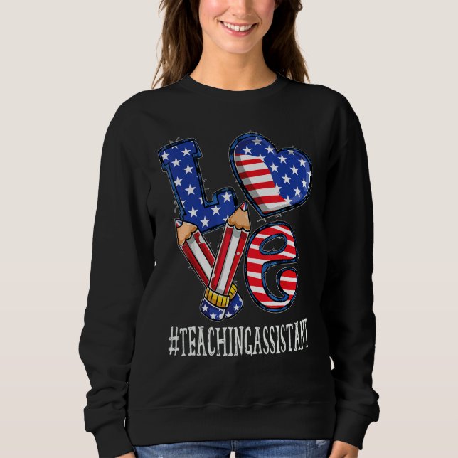 Sweatshirt Assistant d'enseignement Amour Drapeau Usa Feux d' (Devant)