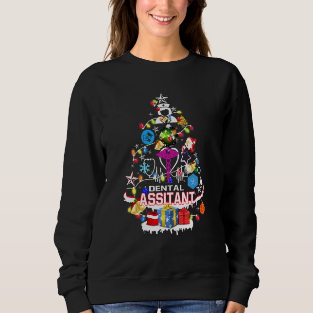 Sweatshirt Assistant Dentaire Arbre de Noël Sapin de Noël (Devant)
