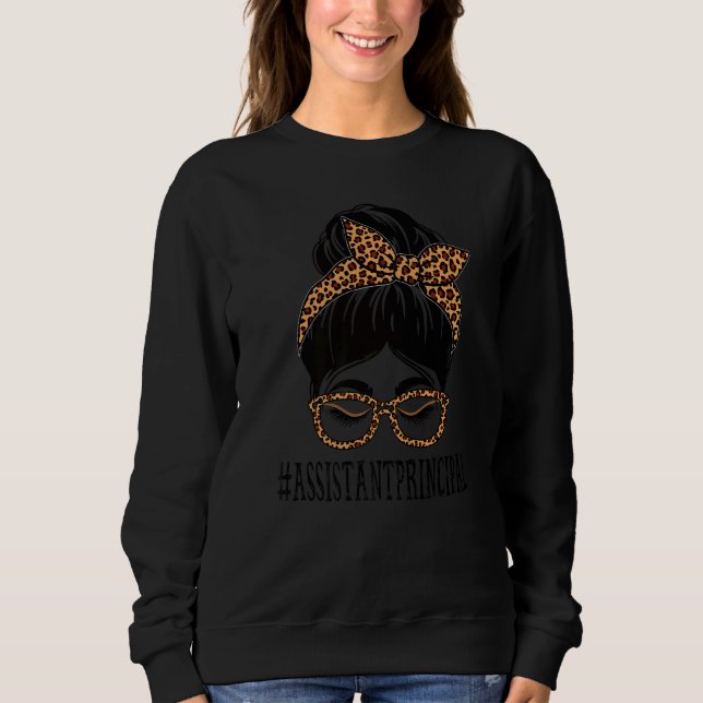 Sweatshirt Assistant principal Leopard Messy Bun Women Retour (Devant)
