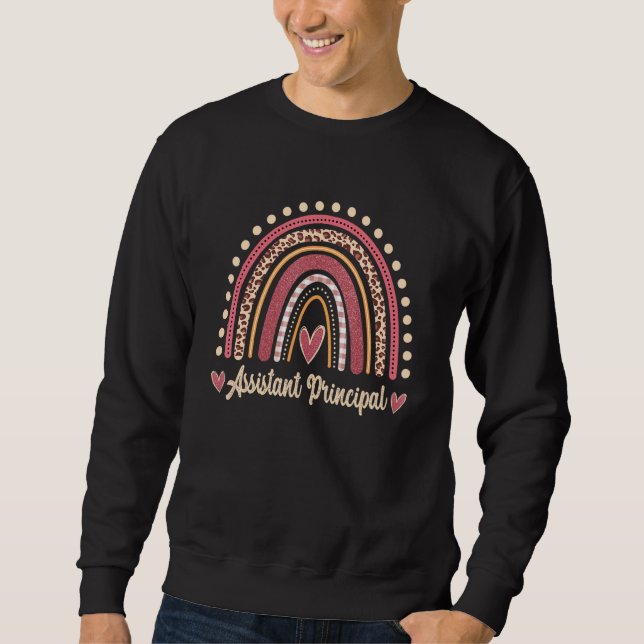 Sweatshirt Assistant Principal Rainbow Leopard Back To School (Devant)