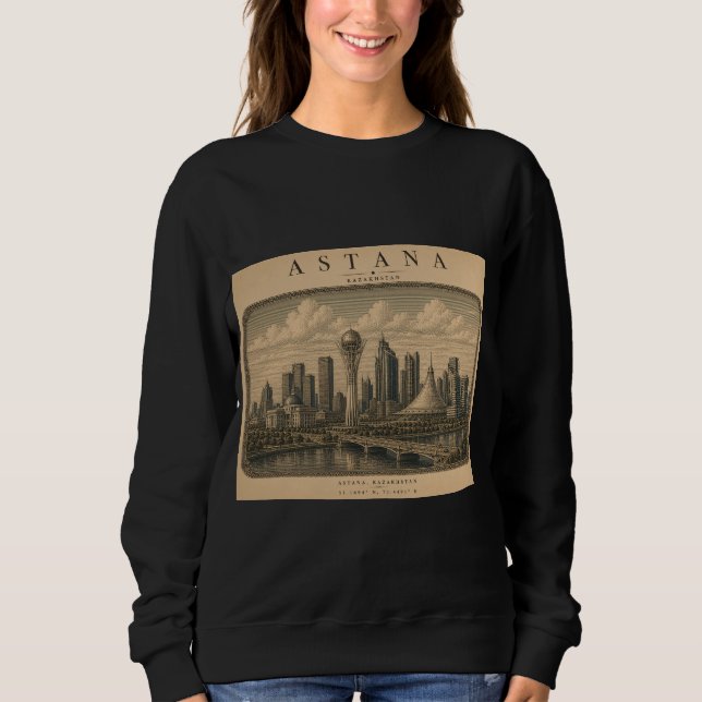 Sweatshirt Astana | Conception de ville de voyage vintage (Devant)