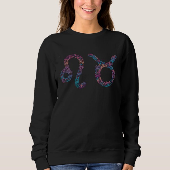 Sweatshirt Astrology Love Horoscope Zodiac Signs Leo and Taur (Devant)
