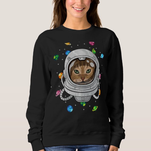 Sweatshirt Astronaut Abyssinien Chat Deep In Space Cosmic Uni (Devant)