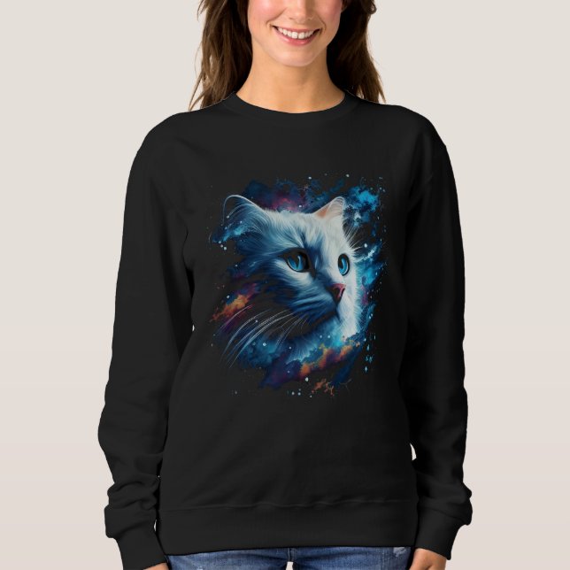 Sweatshirt Astronaut Cat or  Space Cat on Galaxy Cat (Devant)