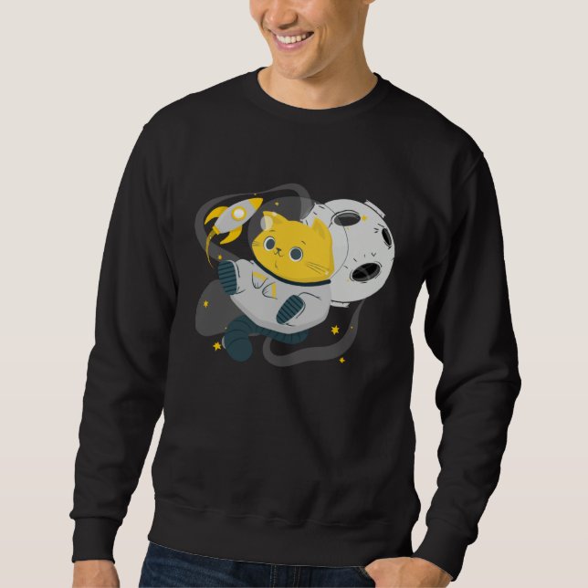 Sweatshirt Astronaut Cat Or  Space Cat On Galaxy Kitten (Devant)