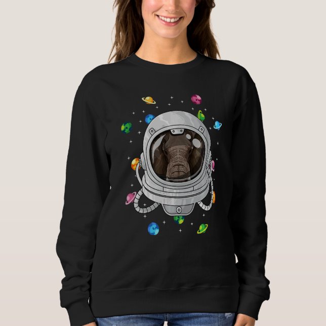 Sweatshirt Astronaut Éléphant Animal Profond Dans L'Espace Un (Devant)