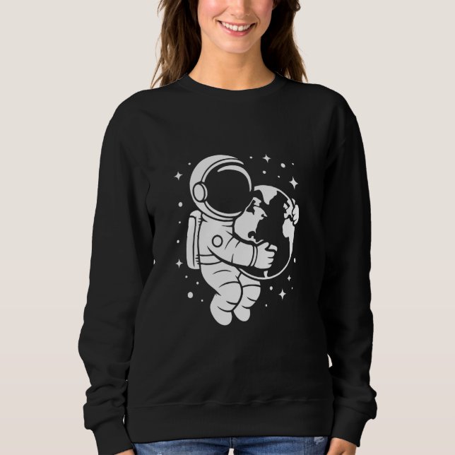 Sweatshirt Astronaut Holding Earth Space Graphic Art Design (Devant)