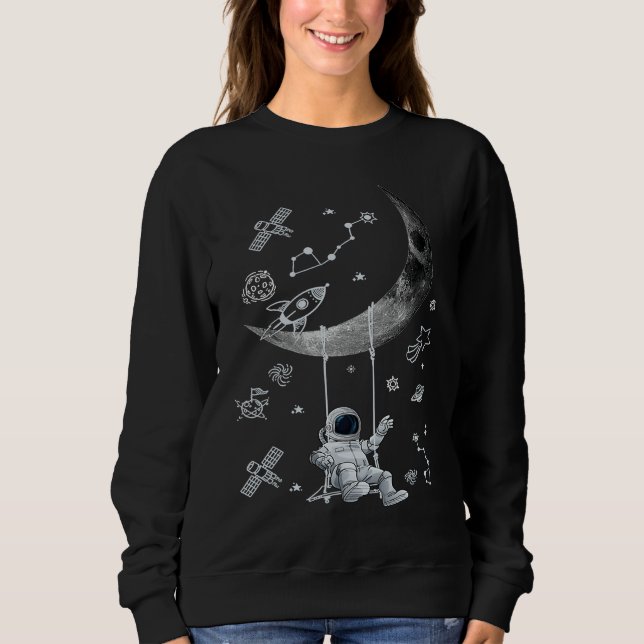 Sweatshirt Astronaut Moon Swinging in the Space Spaceman on a (Devant)