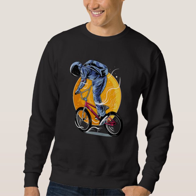 Sweatshirt Astronaut Riding Bmx Moon Space Boys Girls Kids As (Devant)