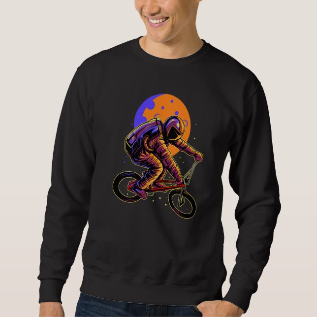 Sweatshirt Astronaut Riding Bmx Moon Space Boys Girls Kids As (Devant)