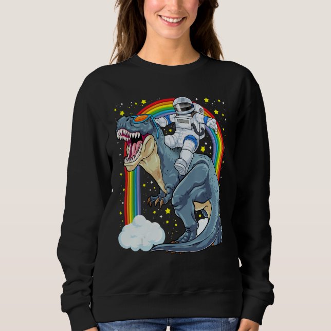 Sweatshirt Astronaut Riding Dinosaur Rex Astro Space Dino Pre (Devant)