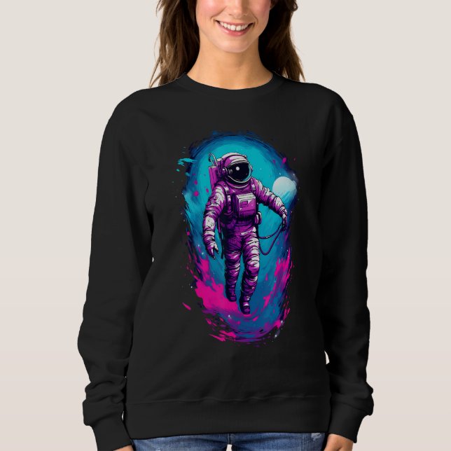 Sweatshirt Astronaut Vaporwave Aesthetic Retro Glitch Spacema (Devant)