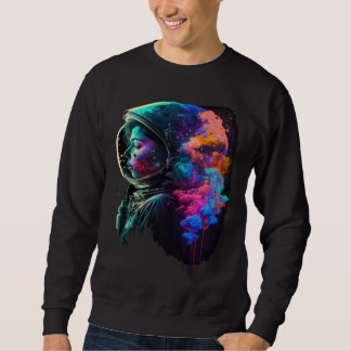 Sweatshirt Astronaut Woman Outer Space Colorful Girls Astrona