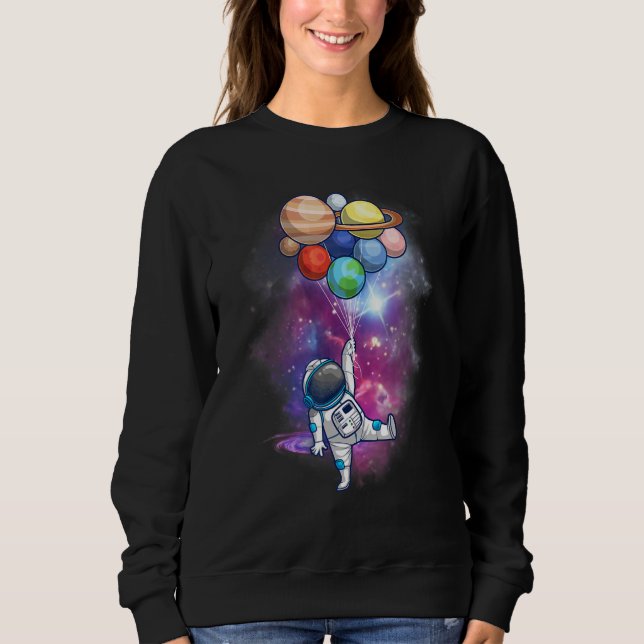 Sweatshirt Astronaute avec des planètes à la main pour hommes (Devant)