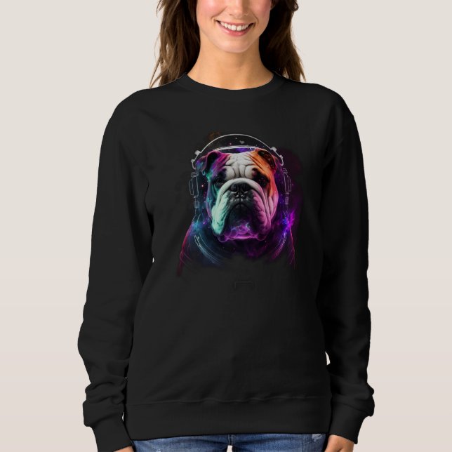 Sweatshirt Astronaute Bulldog dans l'Espace Exploration Plané (Devant)