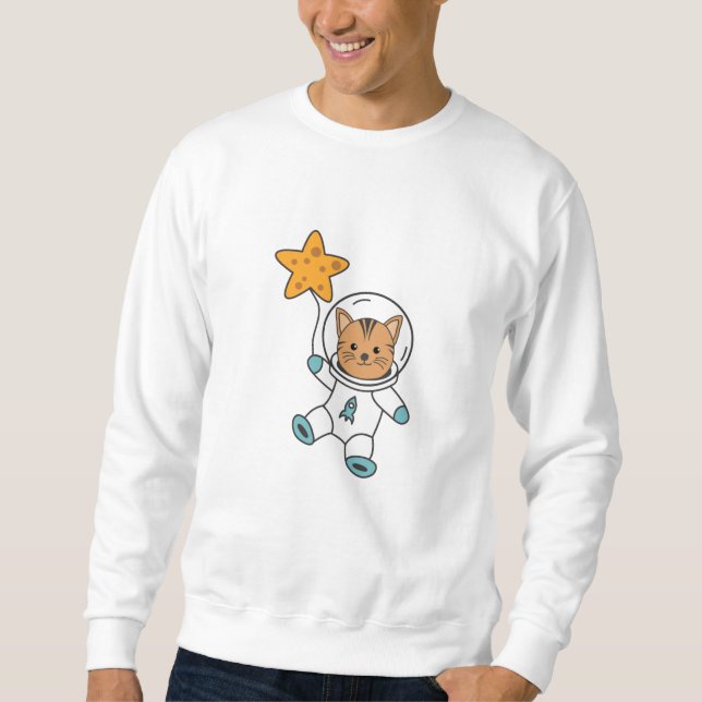 Sweatshirt Astronaute Chat Planète Lune Star Space (Devant)