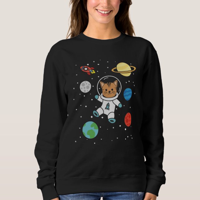 Sweatshirt Astronaute Chat Planète Terre Mars Espace (Devant)