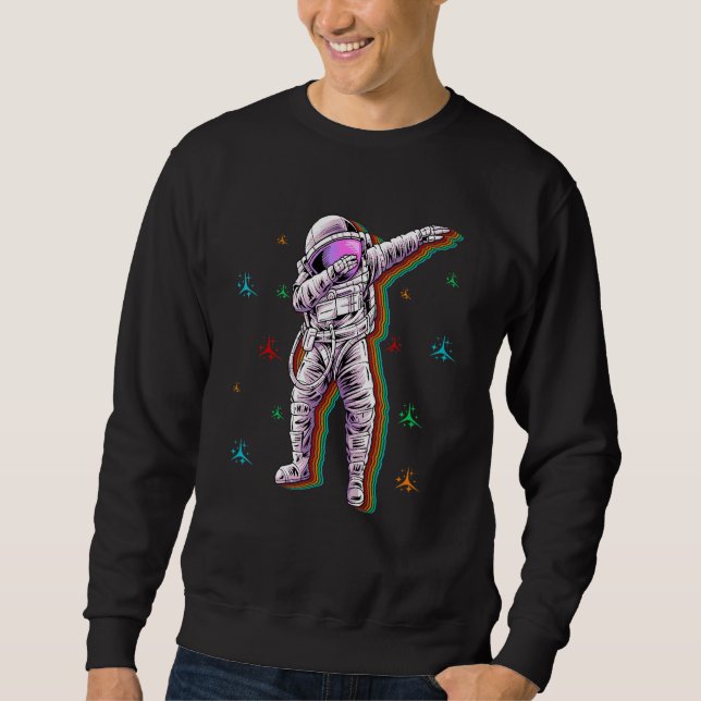 Sweatshirt Astronaute Rétro Dabbing Spaceman Planète Espace E (Devant)