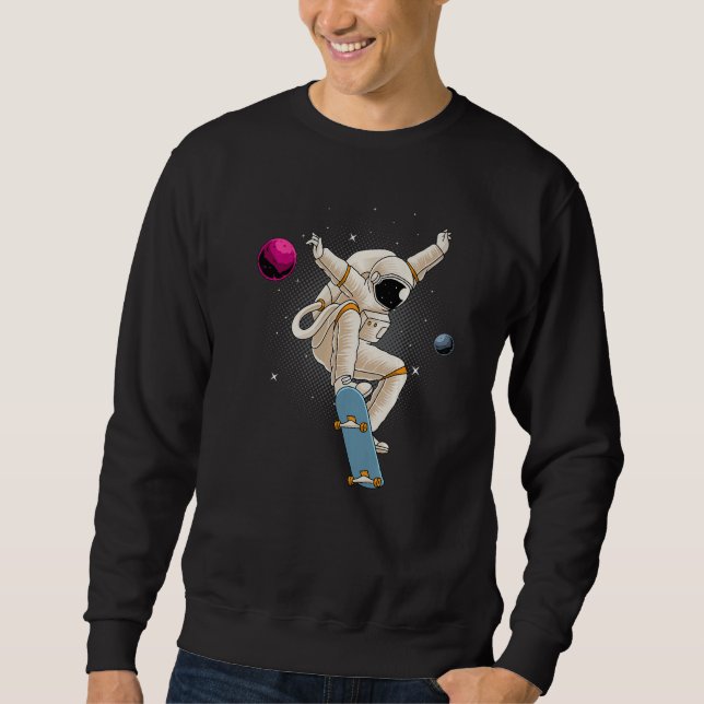 Sweatshirt Astronaute Skateboard Planètes spatiales Lune Astr (Devant)