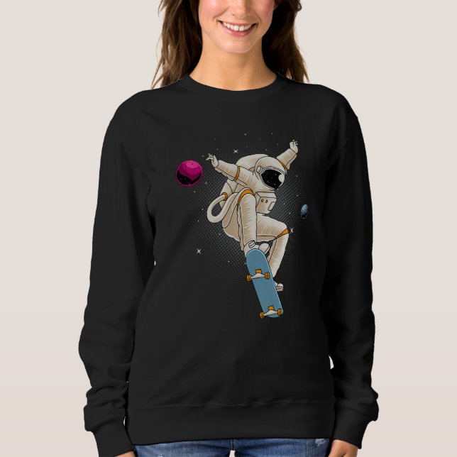 Sweatshirt Astronaute Skateboard Planètes spatiales Lune Astr (Devant)