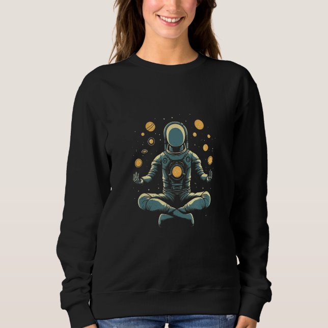 Sweatshirt Astronaute Yoga Pose Planète Espace Méditation Spa (Devant)
