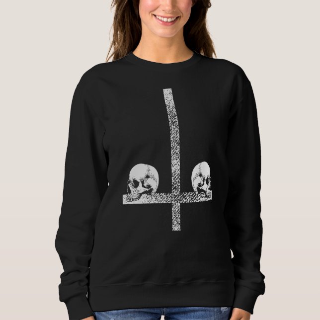 Sweatshirt Atheist Satanic Inverted Cross Lucifer Satanic Cro (Devant)