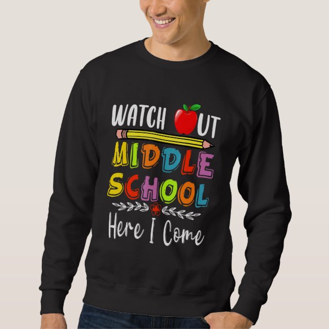 Sweatshirt Attention Au collège, je viens (Devant)