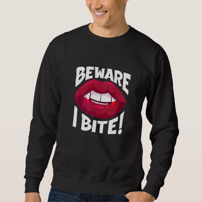 Sweatshirt Attention je mords Attention je mords Dame Vampire (Devant)