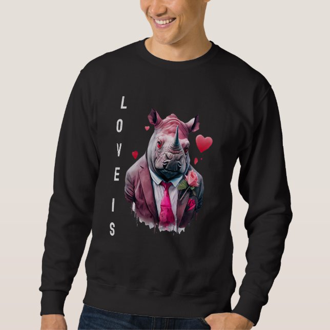 Sweatshirt Attractive Love is With Heart Animal Valentine's d (Devant)