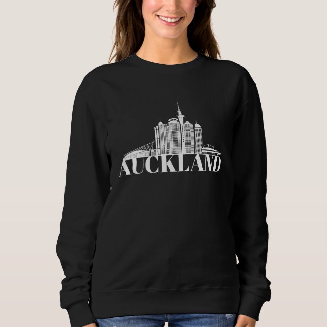 Sweatshirt Auckland New Zealand City Skyline Silhouette Outli (Devant)