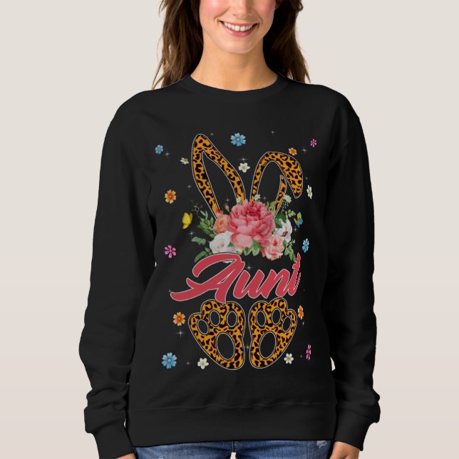 Sweatshirt Aunt Leopard Bunny Matching Family Easter Day Part (Devant)