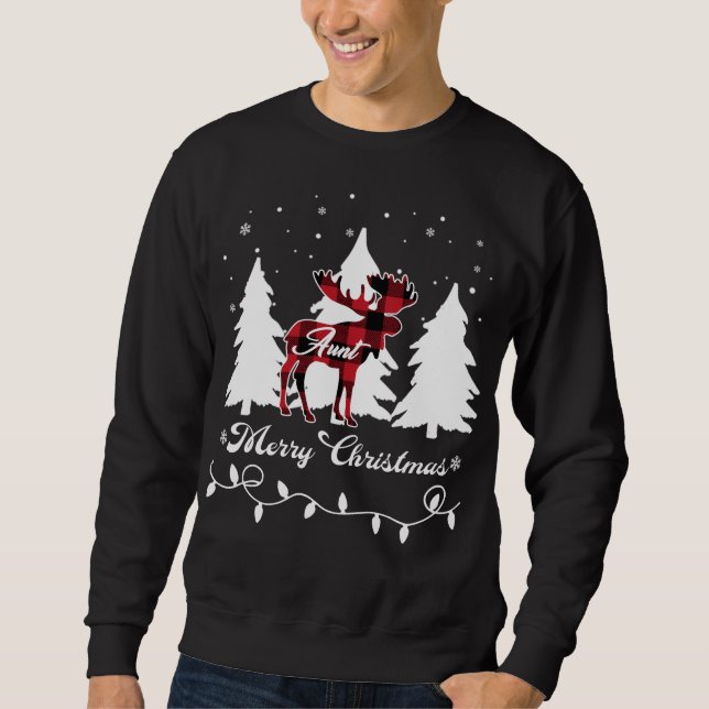 Sweatshirt Aunt Moose Buffalo Red Plaid Christmas Matching Fa (Devant)