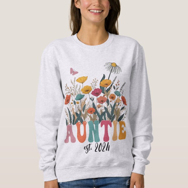 Sweatshirt Auntie Sweatshirt, Custom, Promoted to Aunt  (Devant)