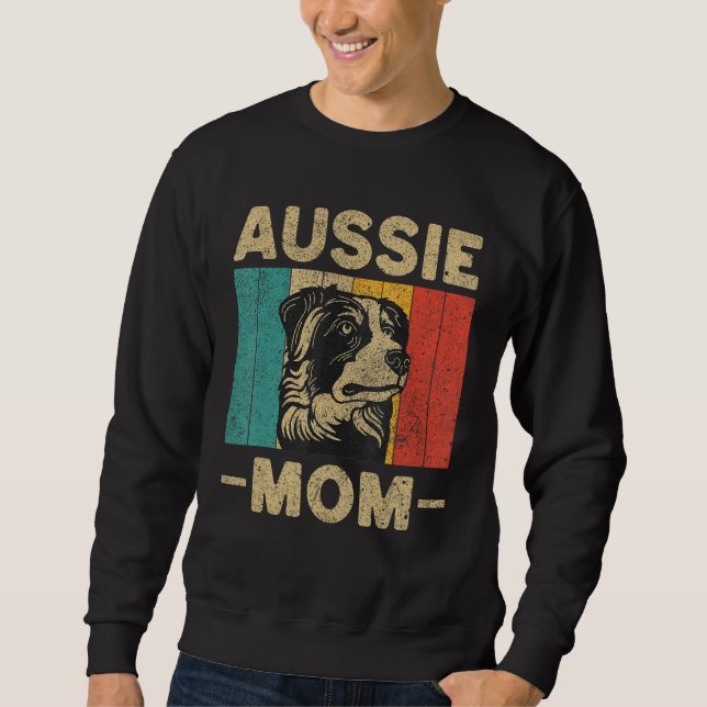 Sweatshirt Aussie Mom  Retro Australian Shepherd (Devant)