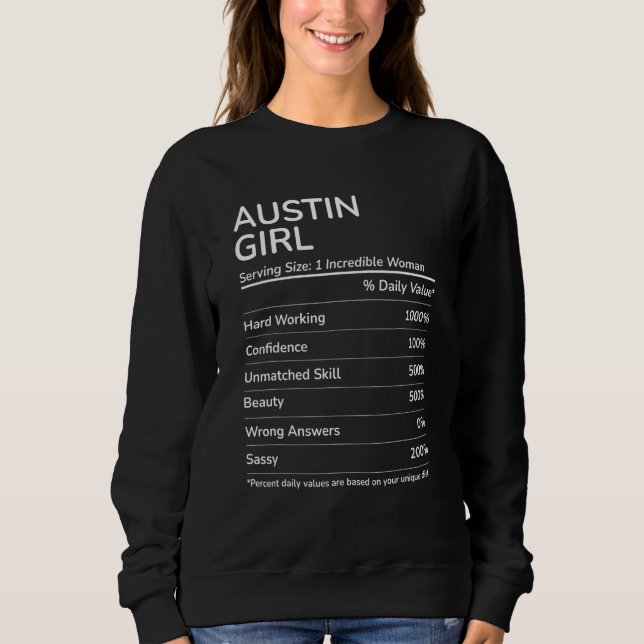 Sweatshirt Austin Girl Texas Hometown (Devant)