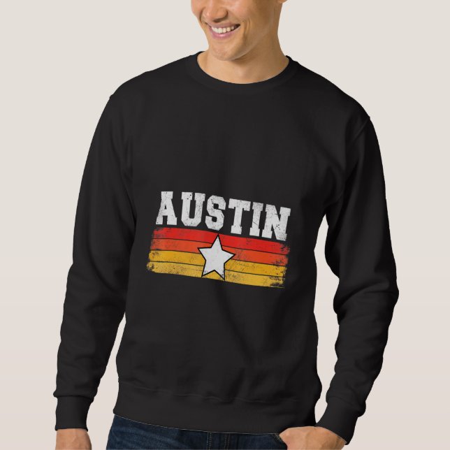 Sweatshirt Austin Retro Star Texas Pride Humour de vacances (Devant)
