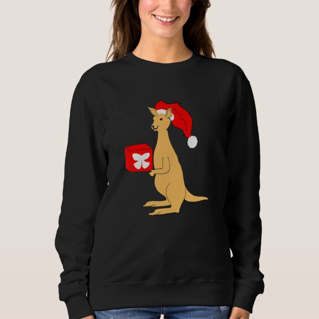 Sweatshirt Australian Christmas Kangaroo with Santa Claus Elf (Devant)