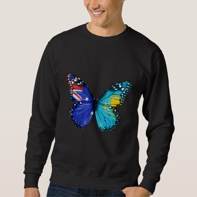 Sweatshirt Australian Kazakhstani Flag Butterfly (Devant)