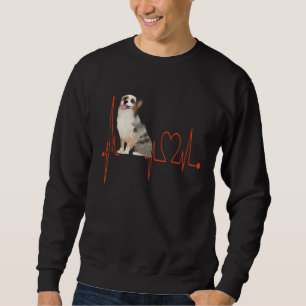 Sweatshirt Australian Shepherd Dog Heartbeat EKG My Dogs My C