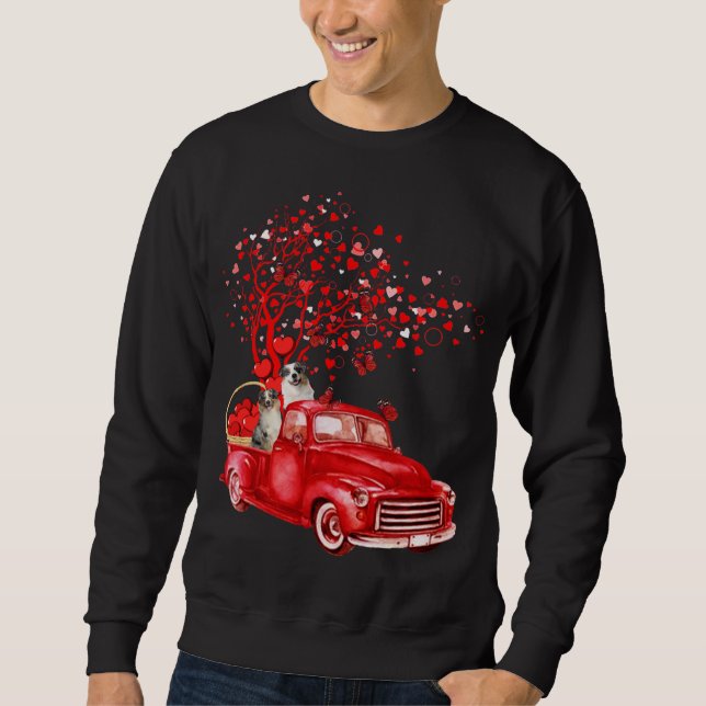 Sweatshirt Australian Shepherd équitation Camion Valentine Bu (Devant)